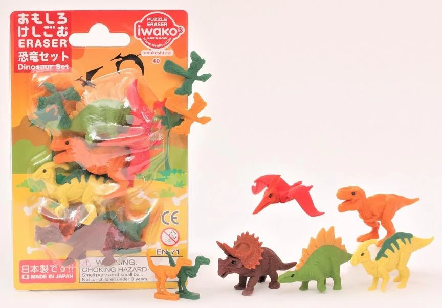 Iwako Erasers- Dinosaurs display