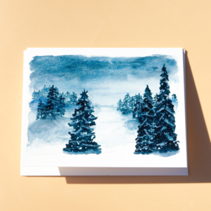 Watercolor Cards blue forest