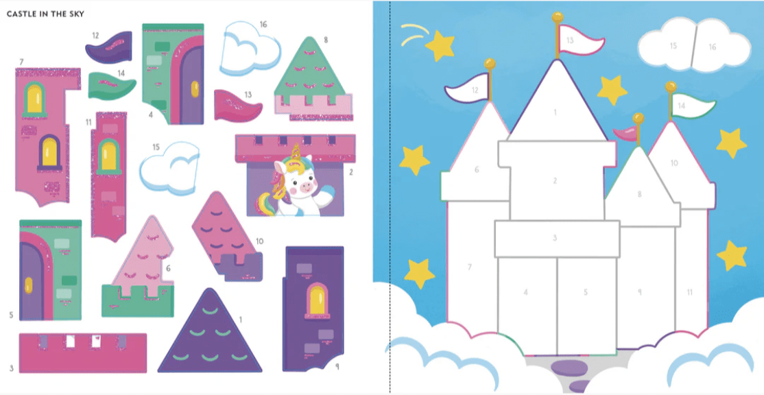 Color-By-Sticker Baby Unicorn Sparkles castle
