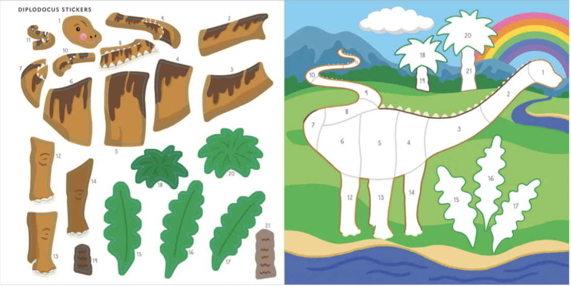 Color By Sticker Dinosaurs Brochasaurus