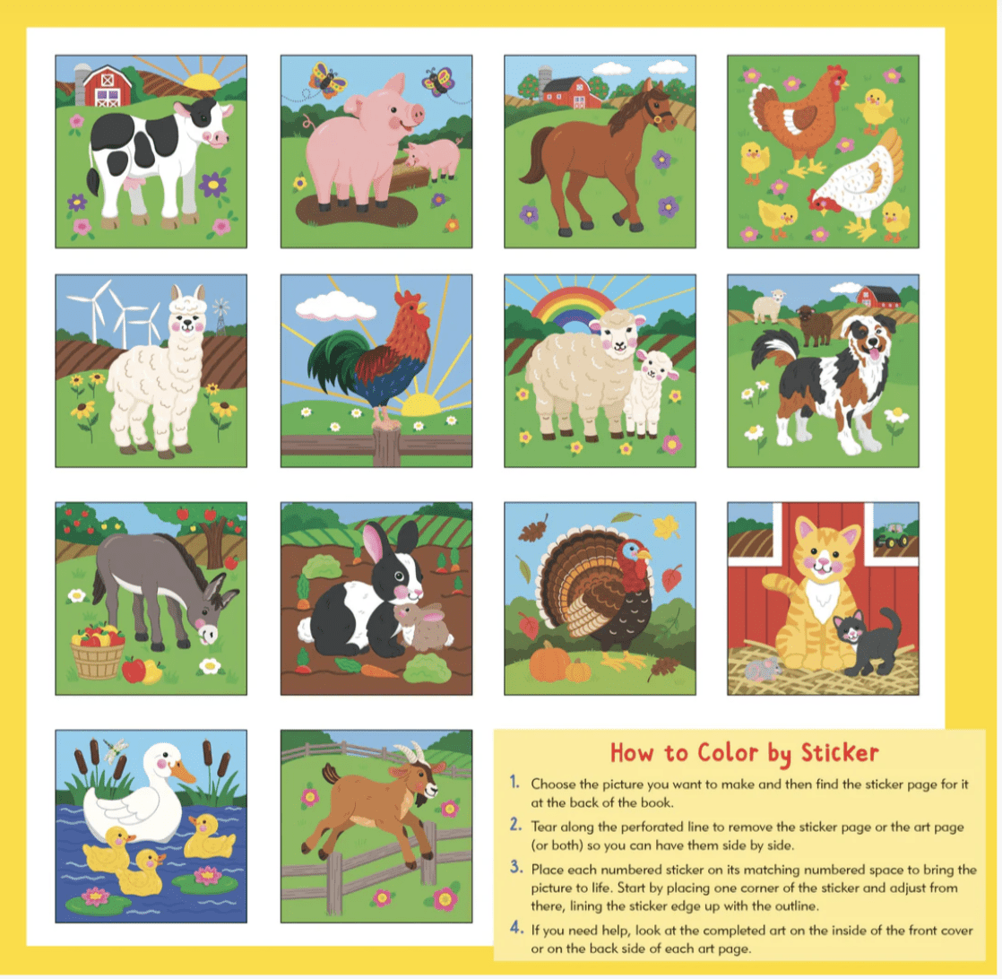 Color By Sticker Farm Animals scenes
