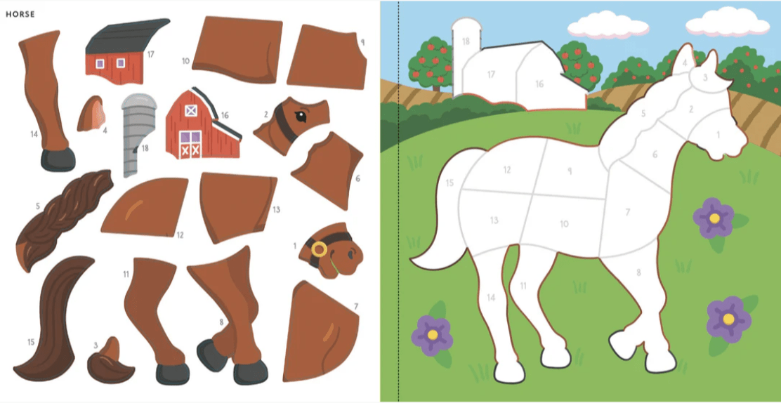 Color By Sticker Farm Animals Horse