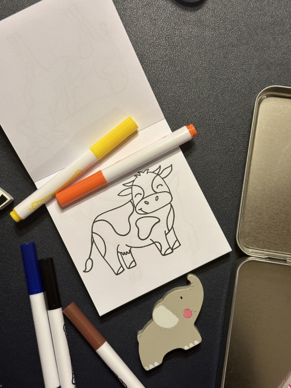 Cow Coloring Sheet with Markers