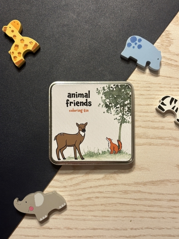 Coloring Tin with Wooden Animals