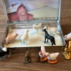 Large Farm Animal Tin with Animals close up on table
